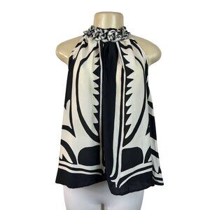 Mango Women's Black and White Halter Blouse Sz 4 (Eu 36) - NWT